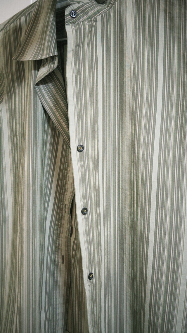 Vintage Benetton Sage Green Striped Button-Down Top - photo 3