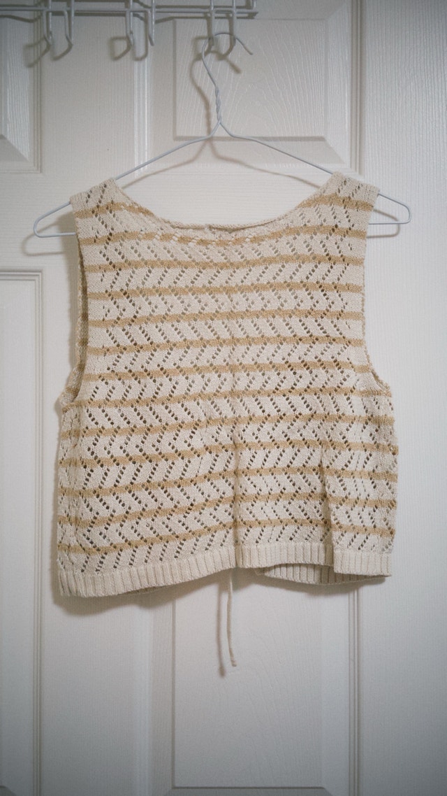 Boho Cream Crochet Front-Tie Vest - photo 2