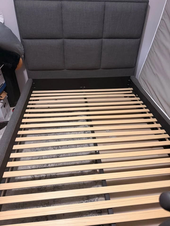 Queen Upholstered Platform Bed Frame + Mattress and box spring - photo 3