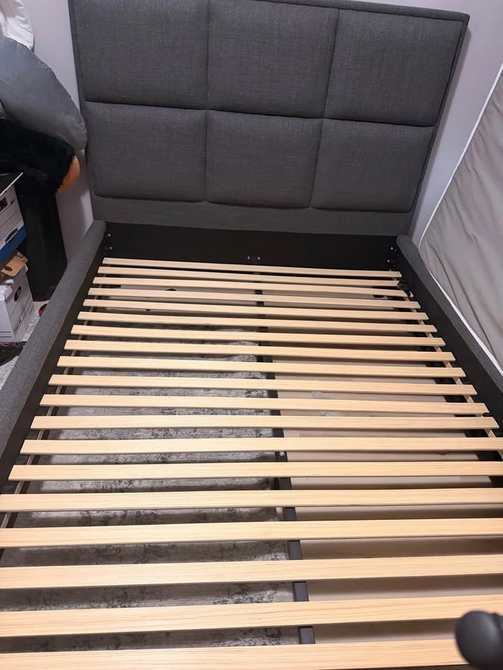 Queen Upholstered Platform Bed Frame + Mattress and box spring - photo 4