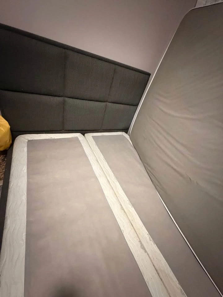 Queen Upholstered Platform Bed Frame + Mattress and box spring - photo 5