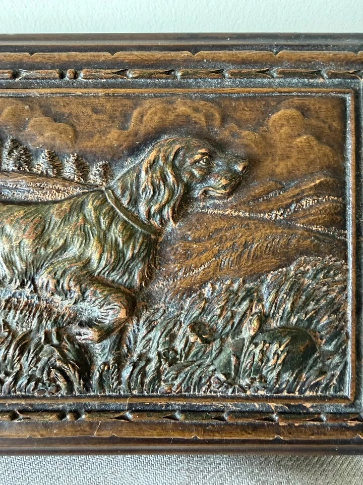 Vintage Carved Wood Jewelry / Keepsake Box – Irish Setter Huntin - photo 5