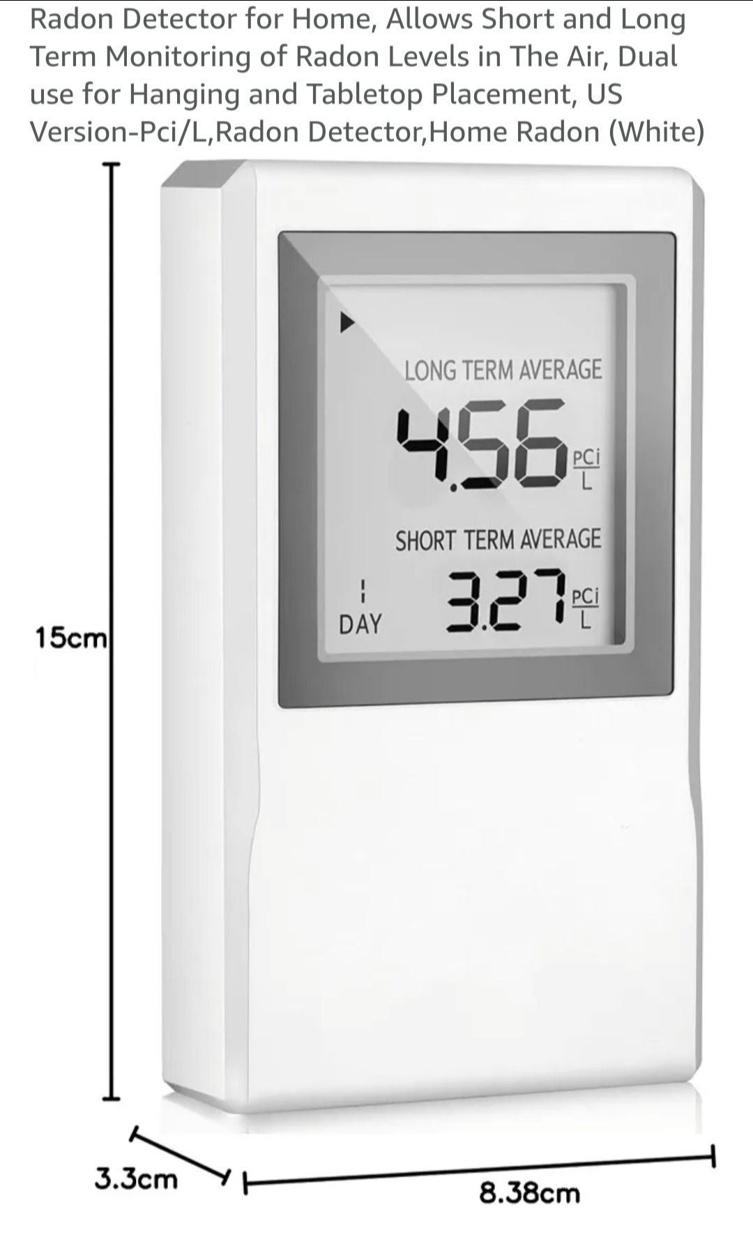 Home Radon Detector RN80, Long and Short Term Readings NEW - photo 3