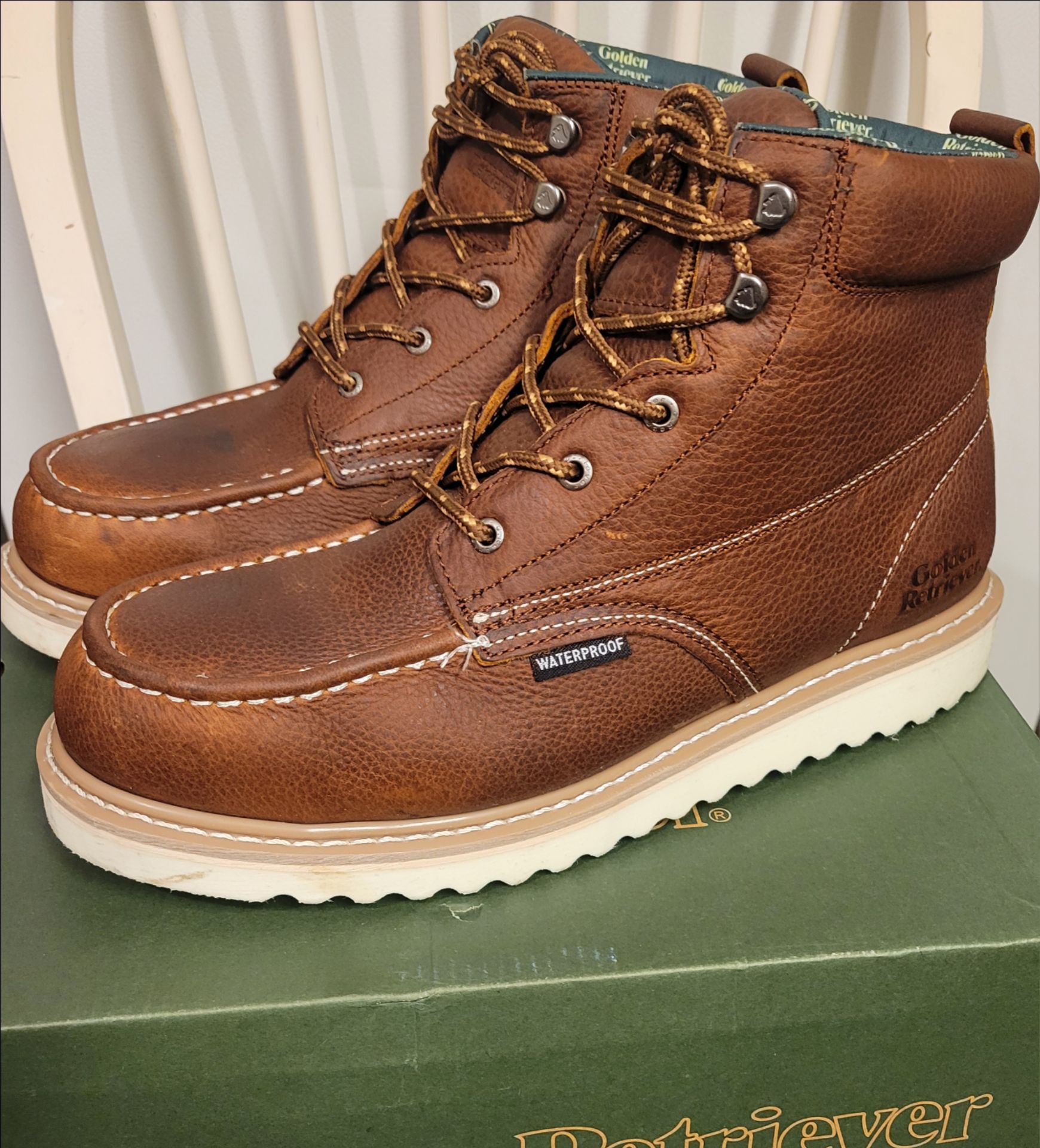 Golden Retriever Primitive Waterproof Steel Toe Boots Size 12 - photo 2