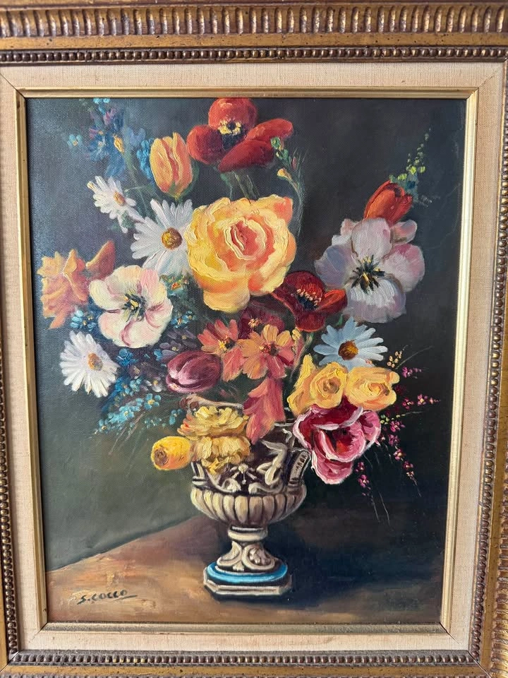 Vintage Signed Italian Oil Painting Still Life by S. Cocco - photo 2