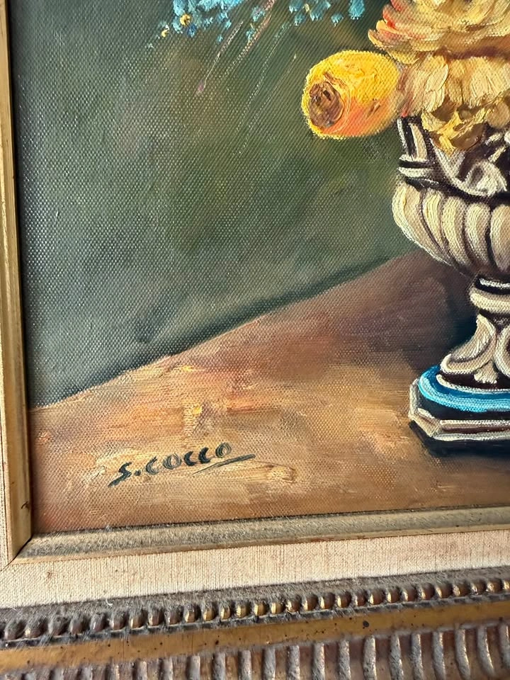 Vintage Signed Italian Oil Painting Still Life by S. Cocco - photo 3