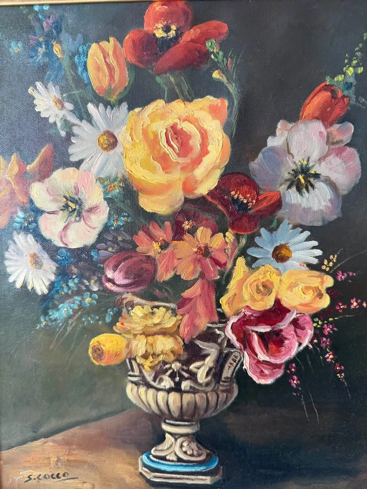 Vintage Signed Italian Oil Painting Still Life by S. Cocco - photo 4