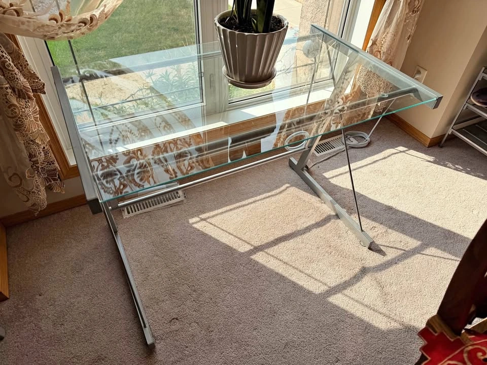 Glass Top Metal Frame Desk