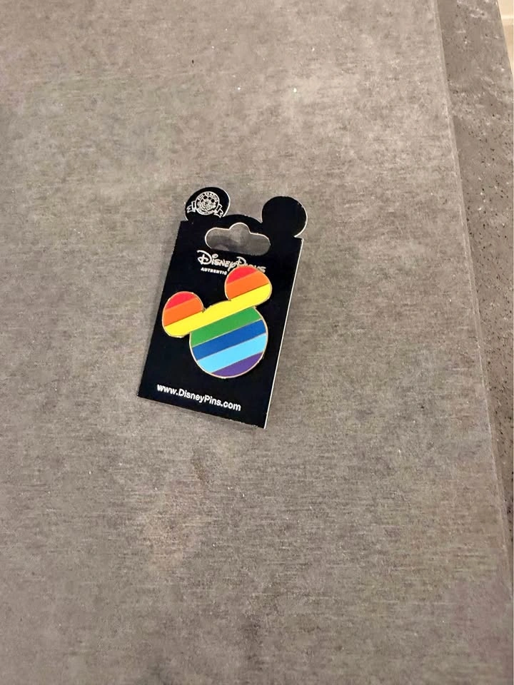 Disney Parks Rainbow Mickey Head Pin – Authentic Original Card