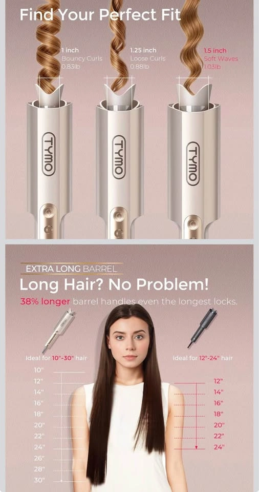 TYMO CurlPro Plus 1.5” Automatic Rotating Curling Iron - photo 3