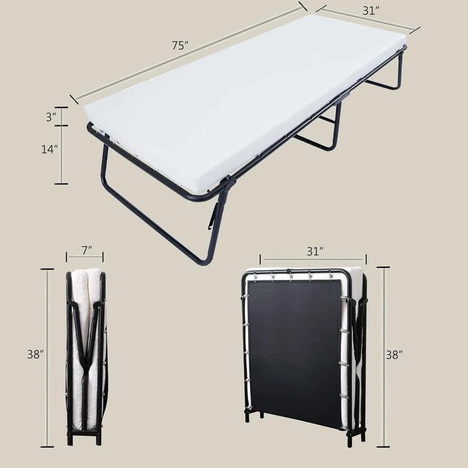 Leisuit 75 x 31 Inch Portable Folding Bed with Memory Foam - photo 2