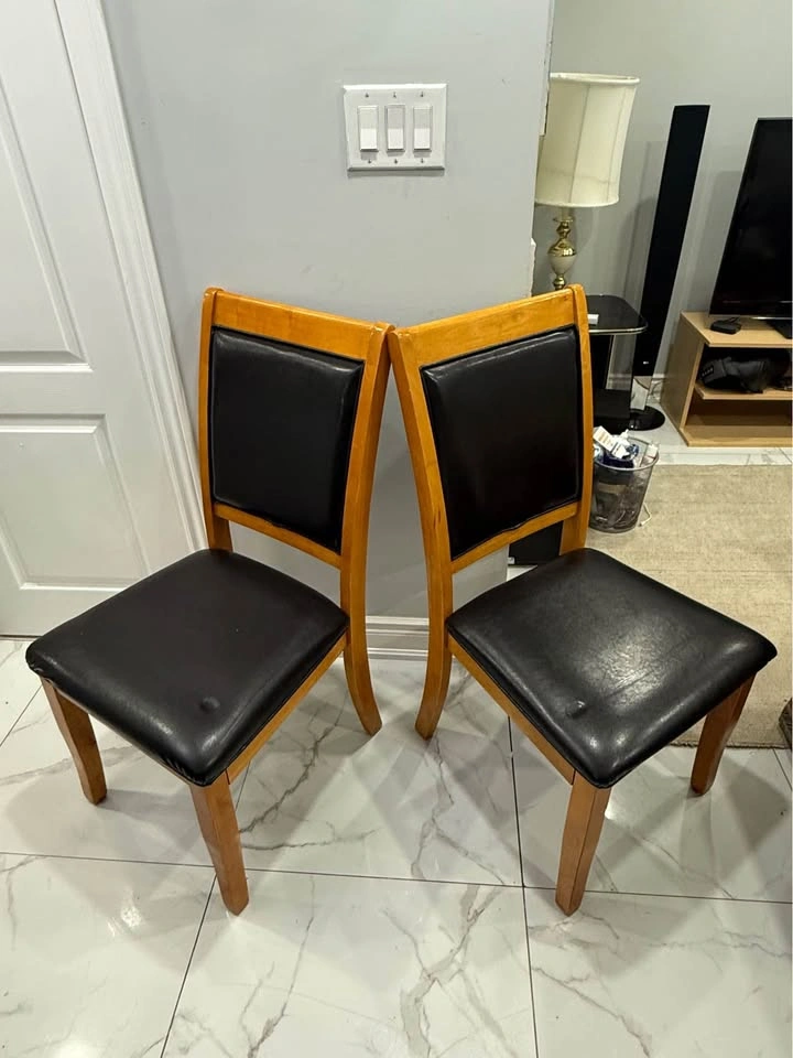 Set of 2 Solid Wood Dining Chairs – Black Cushioned Seats - photo 2