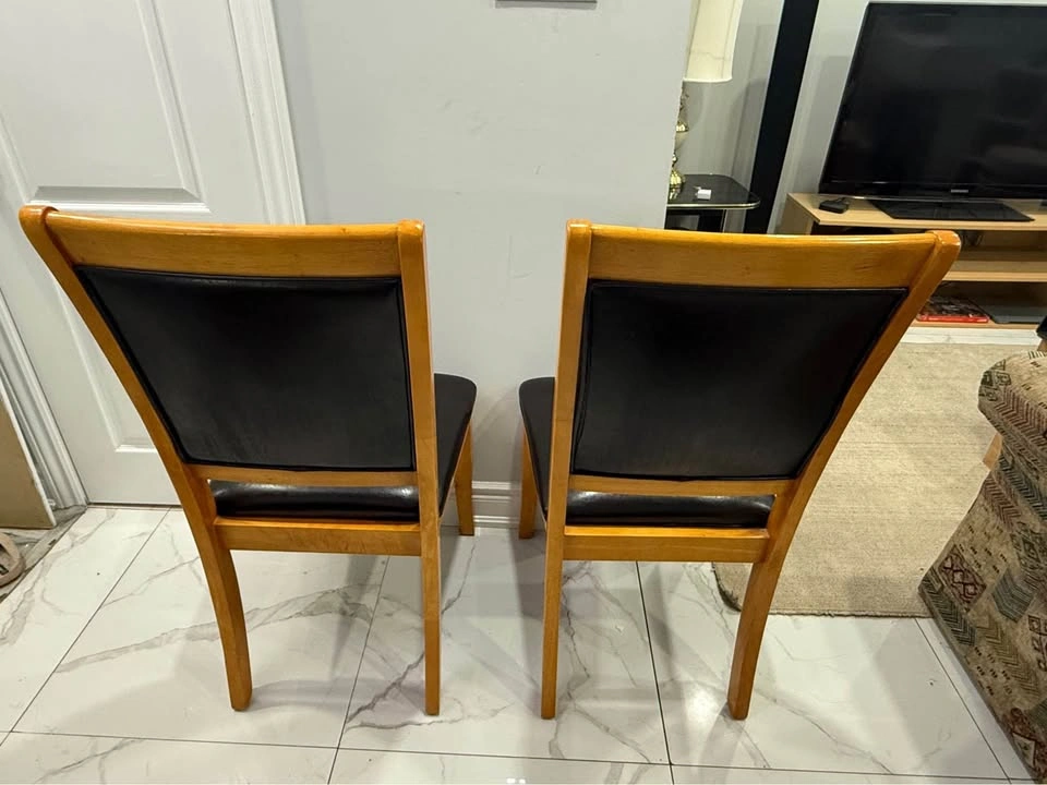 Set of 2 Solid Wood Dining Chairs – Black Cushioned Seats - photo 3