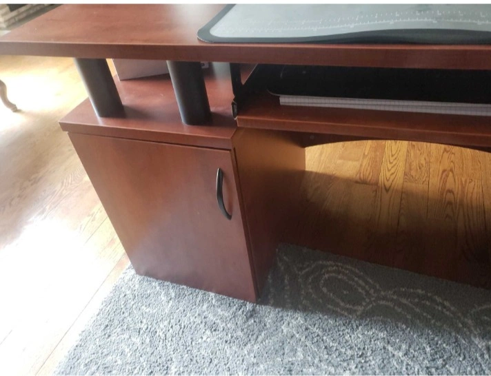 Cherry Laminate Executive Desk with File Drawers & Keyboard Tray - photo 2