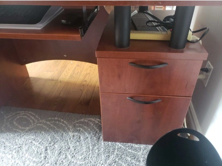 Cherry Laminate Executive Desk with File Drawers & Keyboard Tray - photo 3
