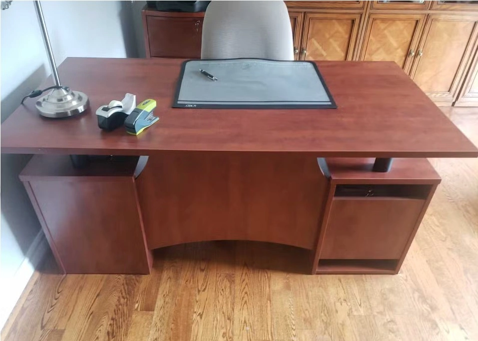 Cherry Laminate Executive Desk with File Drawers & Keyboard Tray - photo 4