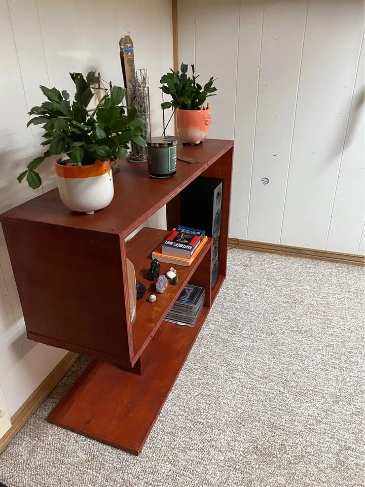 Rustic Stained Wood Tv Stand / Shelf / Shoe Organizer - photo 4