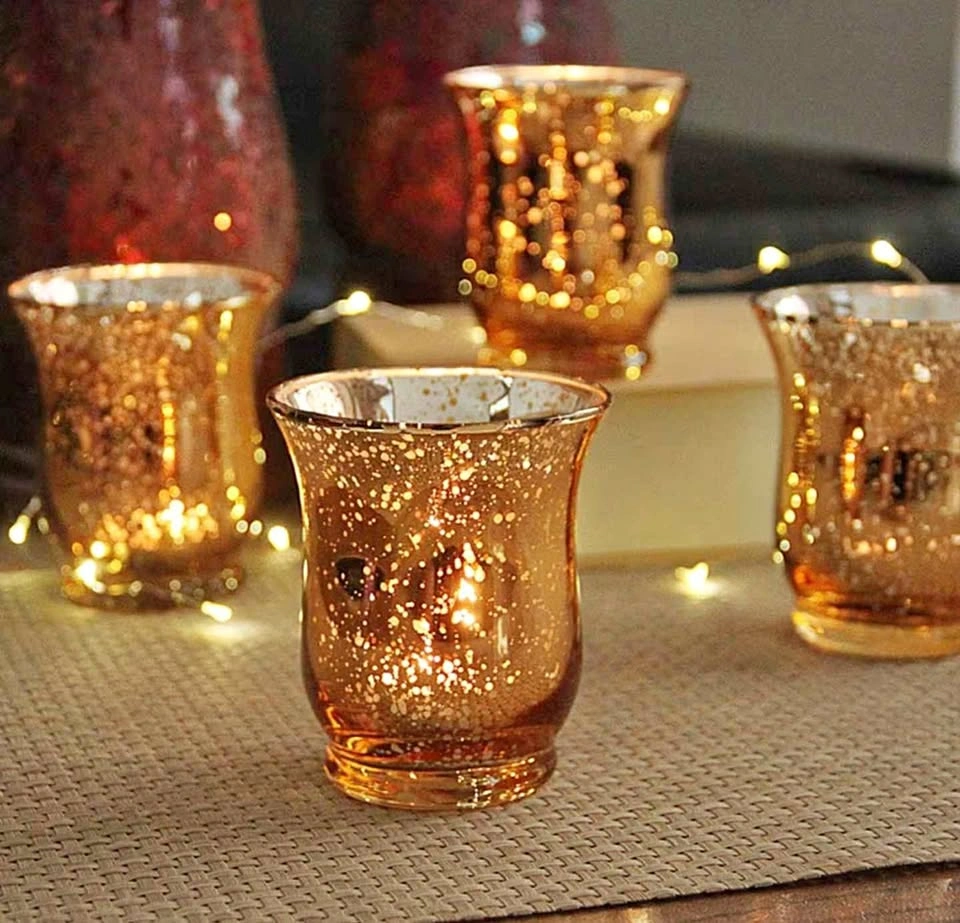 Gold Speckled Votive Candle Holders