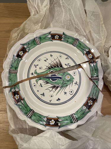 2 Vintage Galvani Italy Fish Plates For Craft Mosaic Kintsugi - photo 2