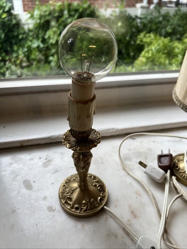 Vintage Brass Hollywood Regency Boudoir Lamps - Pair - photo 2