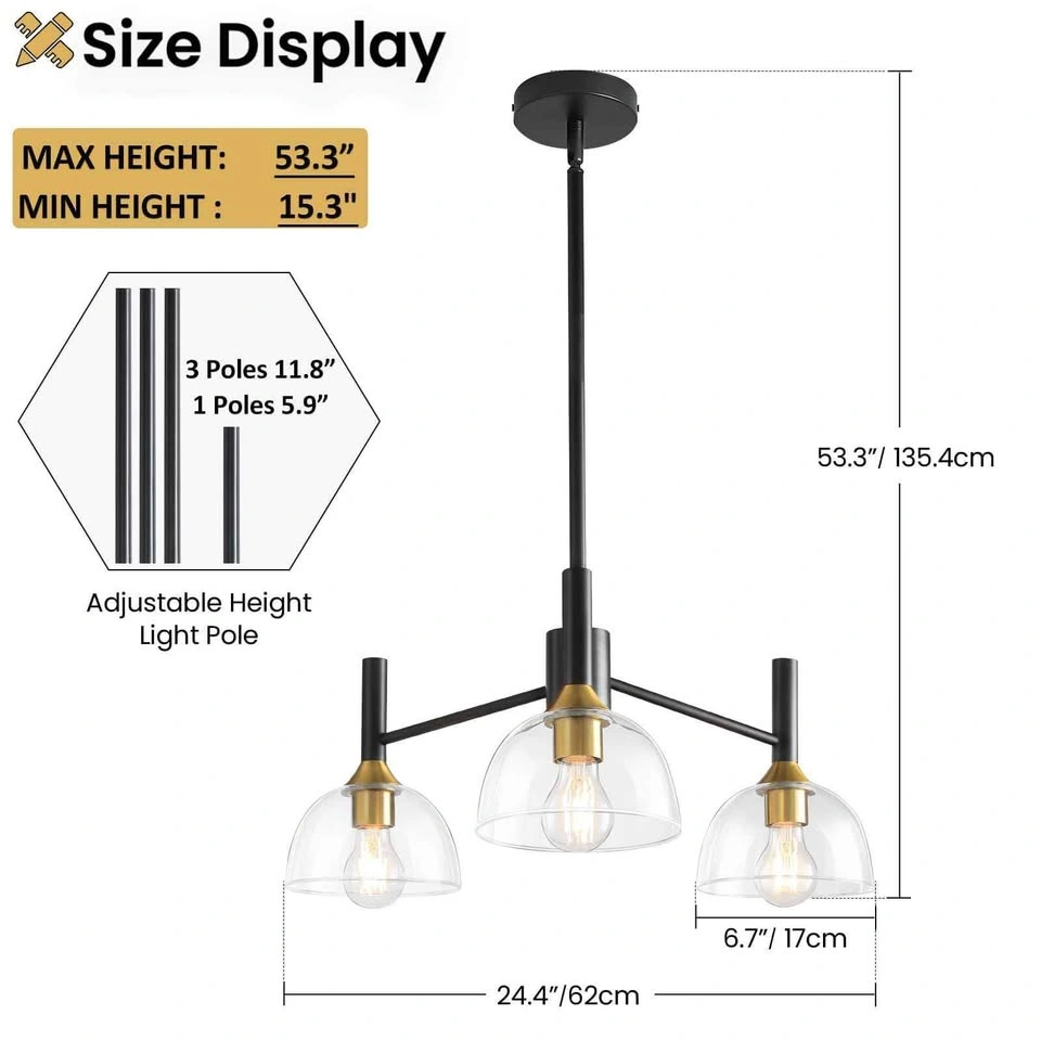 BRAND NEW RUIYEY 3-Light Modern Chandelier - photo 4