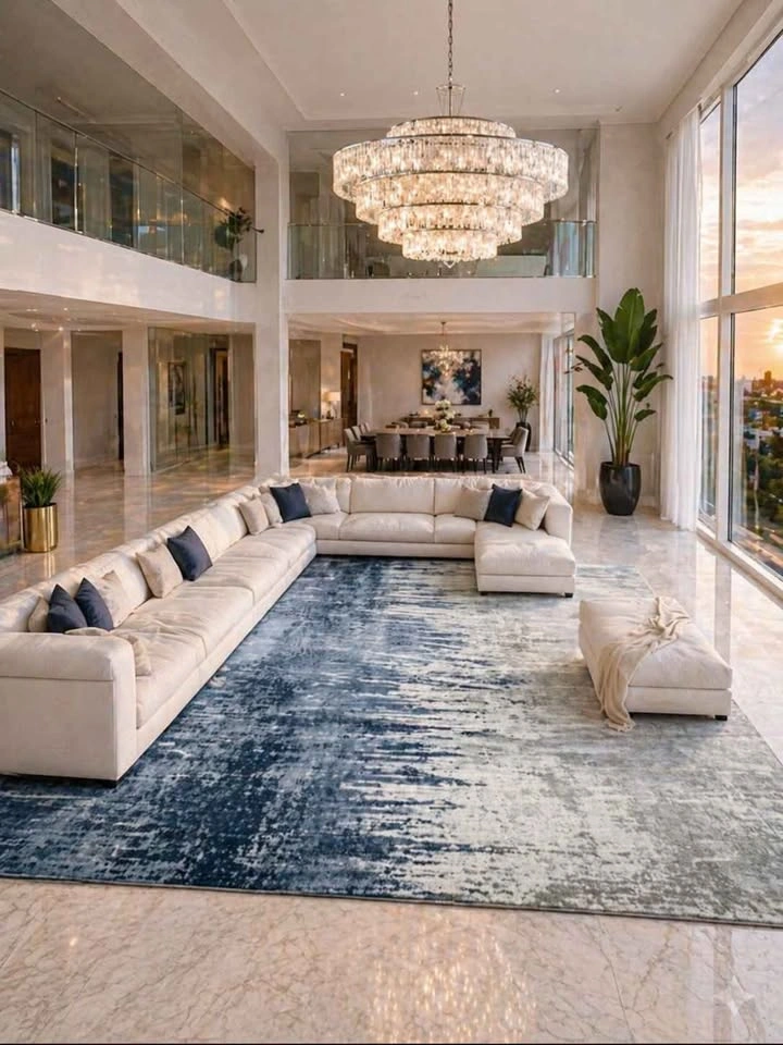 9x12 ft Soft New Machine Washable Area Rug Blue Abstract - photo 2