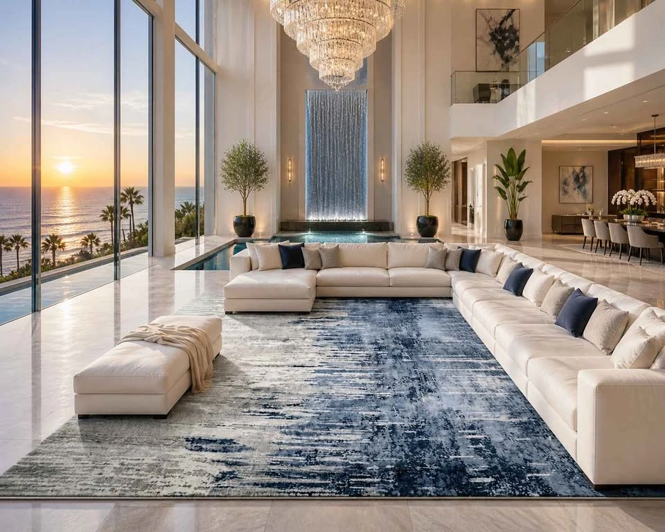 9x12 ft Soft New Machine Washable Area Rug Blue Abstract - photo 4
