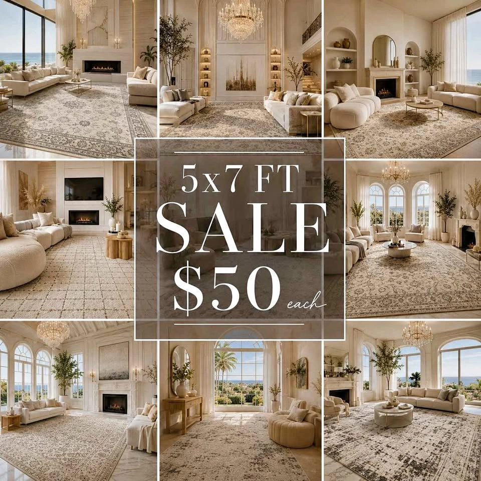 5×7 ft washable area rugs sealed 🆕