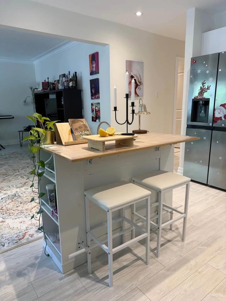 DWVO 47” Kitchen Island Set with 2 Stools, Storage & Power Outle - photo 2