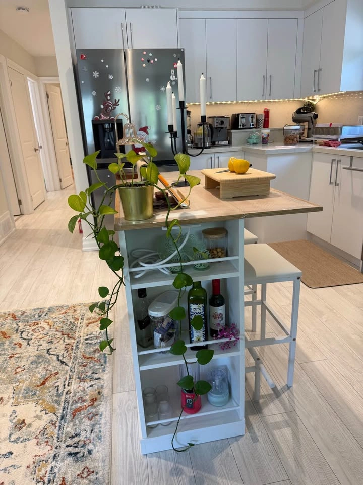 DWVO 47” Kitchen Island Set with 2 Stools, Storage & Power Outle - photo 3