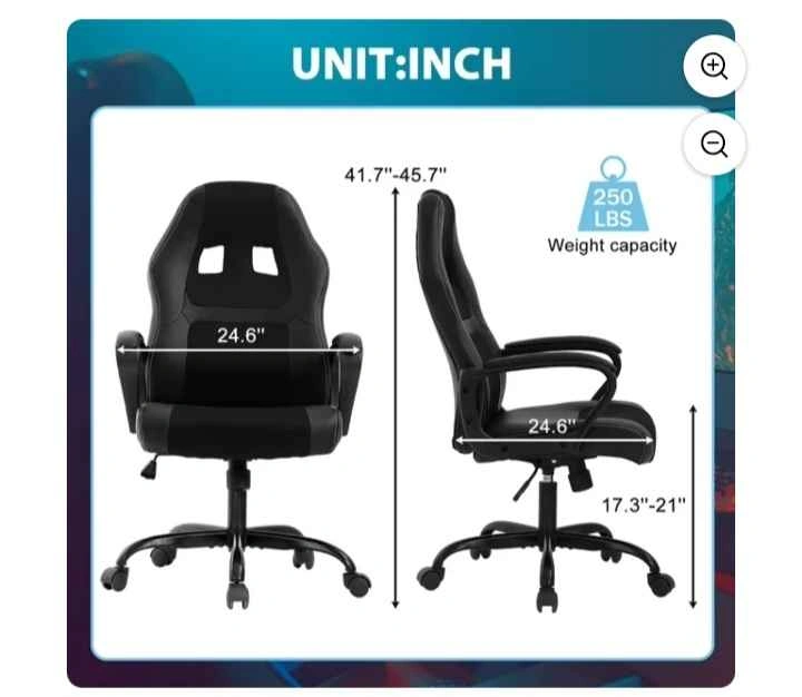 Black Gaming Office Chair Adjustable - photo 3