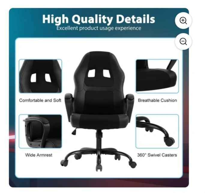 Black Gaming Office Chair Adjustable - photo 4