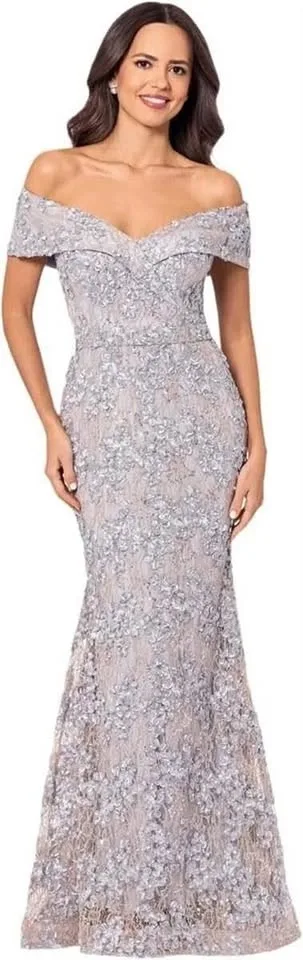 Xscape Off-the-Shoulder Lace Gown, Size 8P
