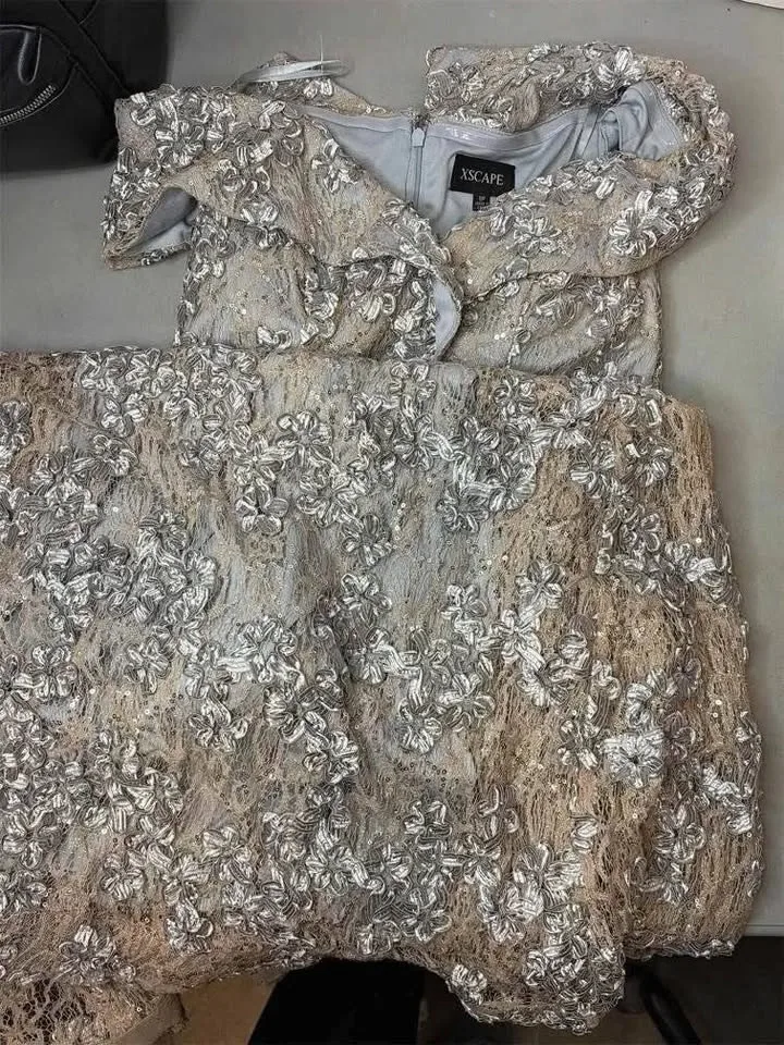 Xscape Off-the-Shoulder Lace Gown, Size 8P - photo 3