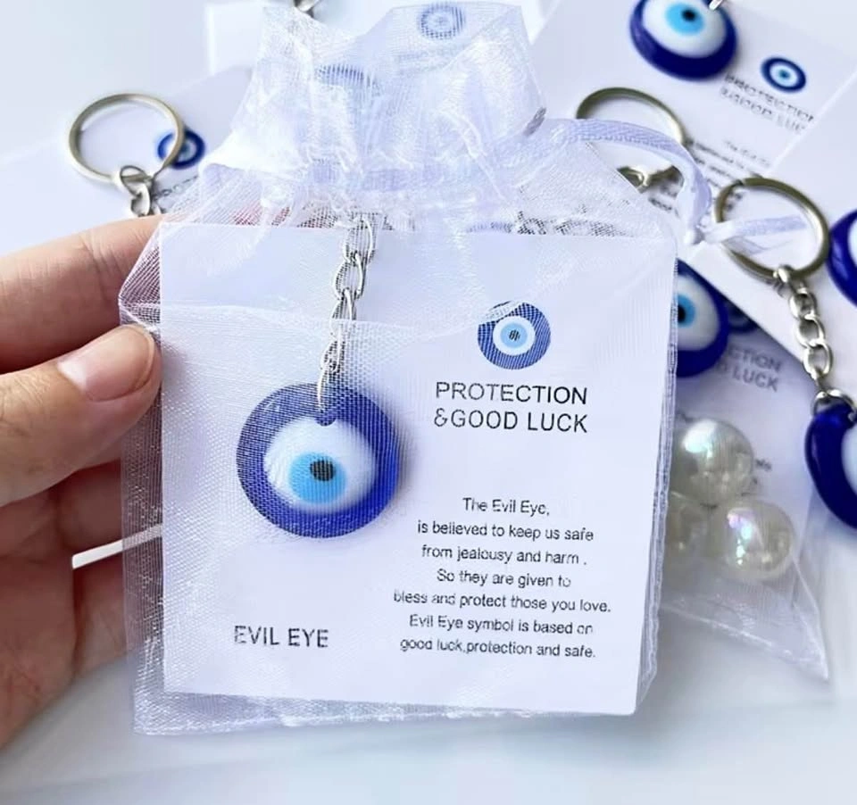 Blue Evil Eye Protection Keychain gift set