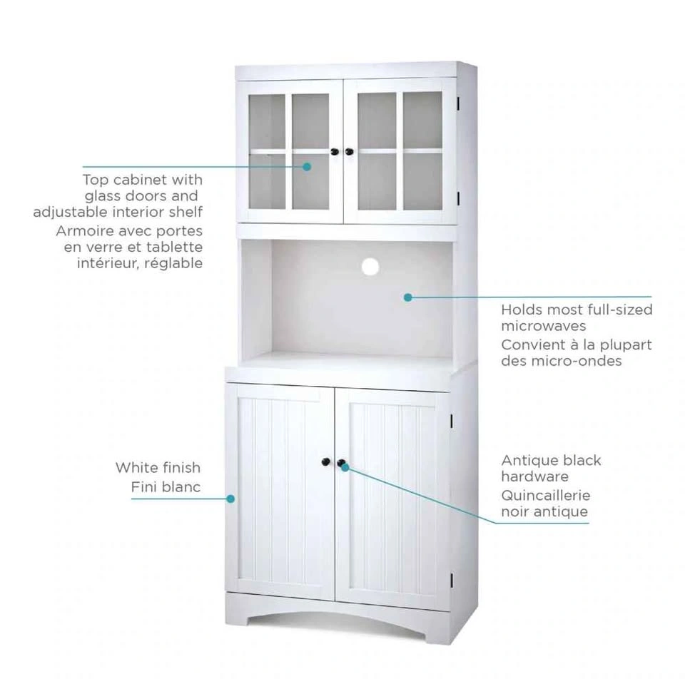 For Living 4-Door Freestanding Kitchen Pantry, Cream, NEW - photo 5