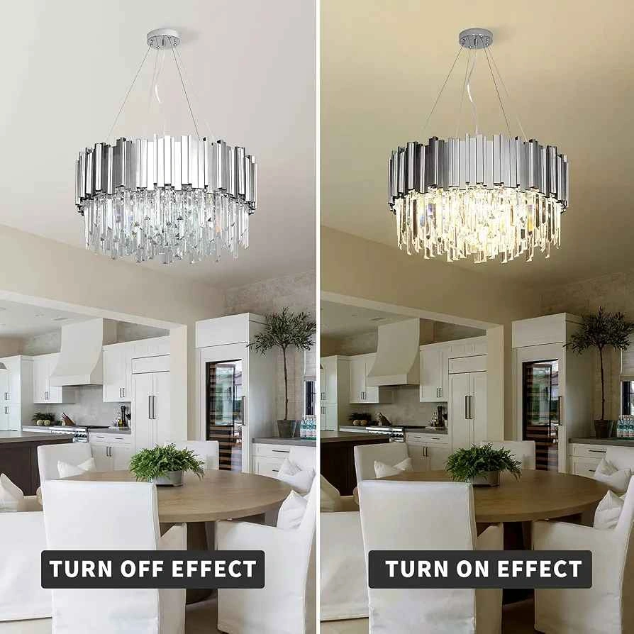 MarkDee 24" Chrome Round Modern 8 Lights Crystal Chandelier - photo 5