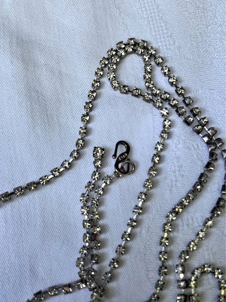 Rhinestone Cup Necklace marked 18k GP