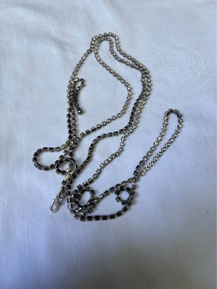 Rhinestone Cup Necklace marked 18k GP - photo 5