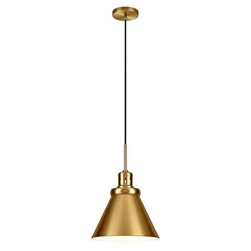 Zeno 12" Wide Industrial Pendant Light - Brushed Brass