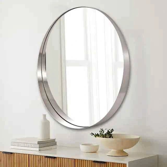 ANDY STAR 30 Inch Brushed Nickel Metal Frame Mirror