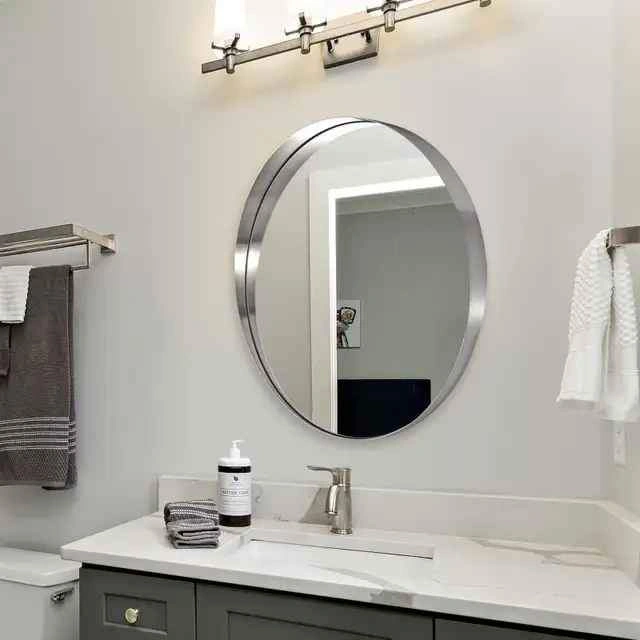 ANDY STAR 30 Inch Brushed Nickel Metal Frame Mirror - photo 2