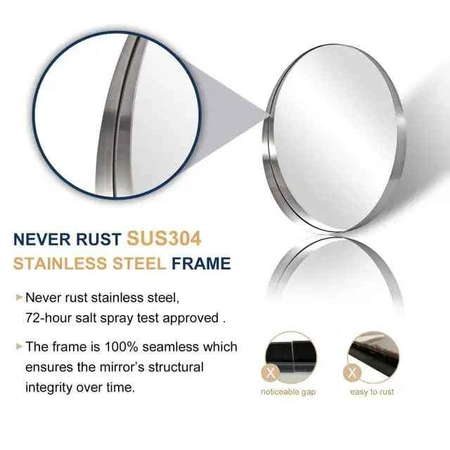 ANDY STAR 30 Inch Brushed Nickel Metal Frame Mirror - photo 4