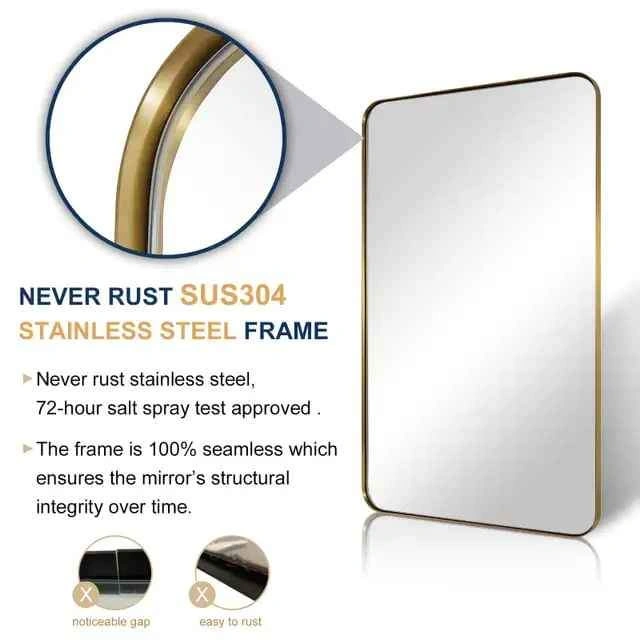 BRAND NEW - ANDY STAR 24''x36'' Gold Brushed Metal Mirror - photo 2