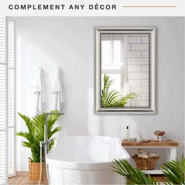 BRAND NEW MCS 42 x 30 Inch Silver Beaded Rectangular Wall Mirror - photo 4