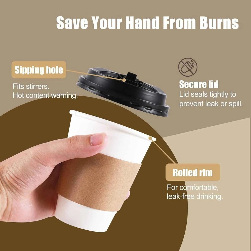 WUHUIXOZ 500 Pack Paper Coffee Cups with Lids and Sleeves - photo 2