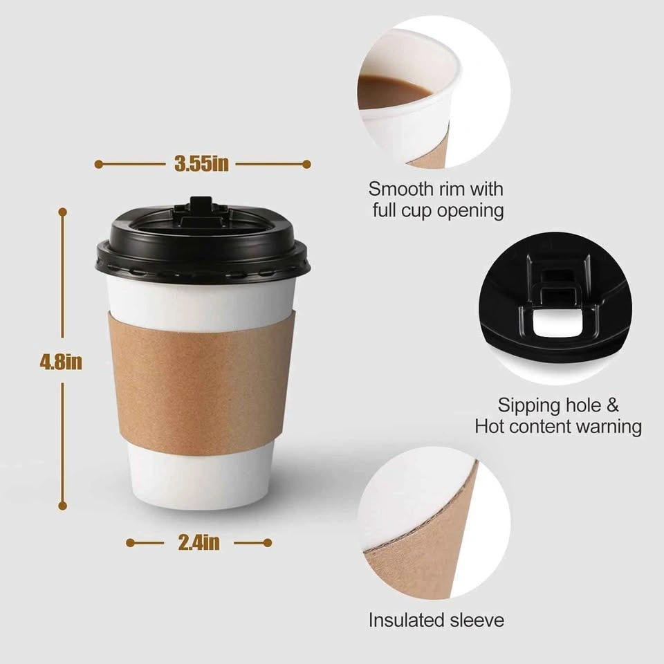 WUHUIXOZ 500 Pack Paper Coffee Cups with Lids and Sleeves - photo 4