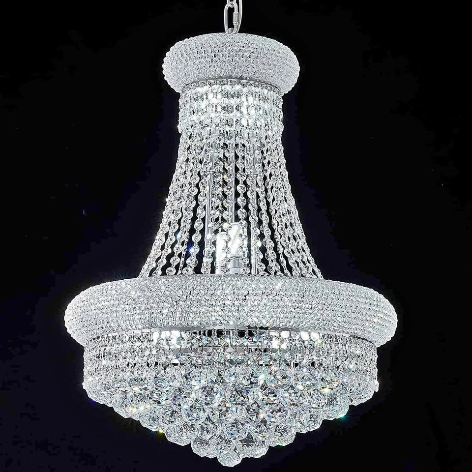 Homeooze 12-Light Empire Crystal Chandelier Chrome New