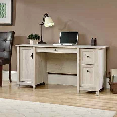 Sauder Edge Water 59 Inch Computer Desk, Chalked Chestnut