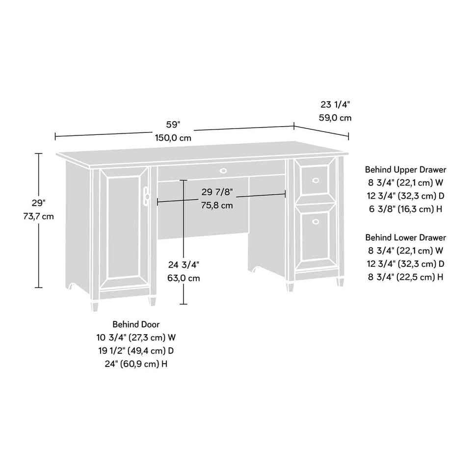 Sauder Edge Water 59 Inch Computer Desk, Chalked Chestnut - photo 3